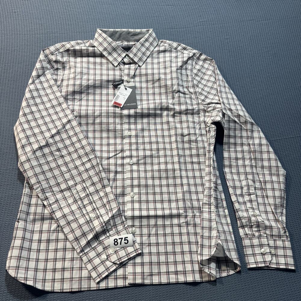Van Heusen Men's Regular Fit Button Down‎ Collar Dress Shirt Sz L Brand New